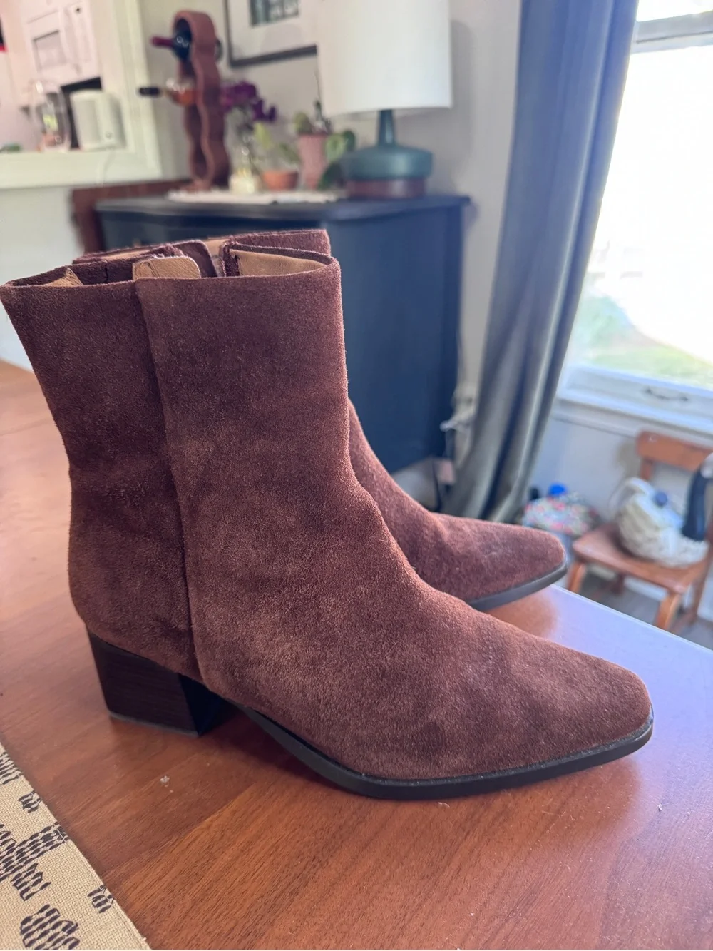 Women's Madewell Ardin Suede Boots in Brown - Classic 2” Block Heel, barely worn